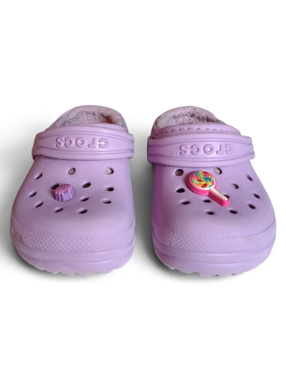 Crocs Kids Classic Lined Clog Lavender Purple Fur Lined Slip On Shoes Size C7